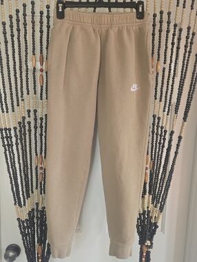 Nike Kids Taupe Sweatpants with White Swoosh